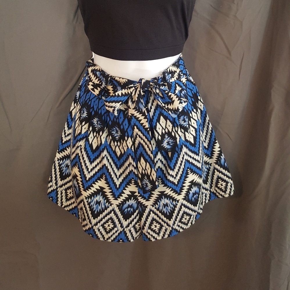 Blue/White/Black Aztec Print Shorts